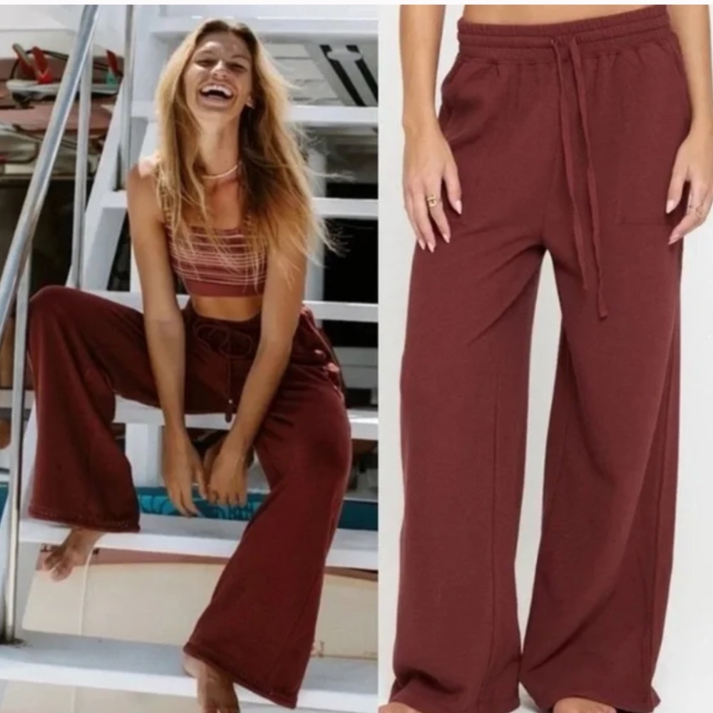 Spiritual Gangster Claudia Lofty Slub Rib Wide Leg Pant
